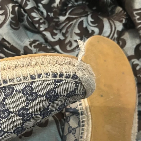 Gucci Beige and Blue Logo Espadrilles WORN size 10.5 men’s - Picture 6 of 13